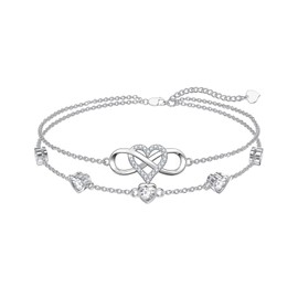 Dorunmo Infinity Anklet 925 Sterling Silver Ankle Bracelets for Women White Crystal Anklet April Birthstone Wedding Graduation Jewelry for Mom Women
