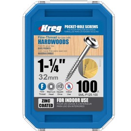Kreg Pocket Hole Screws, 1.3 inches (32 mm), Fine (100 Pieces)