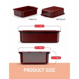 5-Pack Commercial Bus Tubs Box/Tote Box, Wine Red Plastic Storage Bin with Handles/Wash Basin Tub (8 Liter)