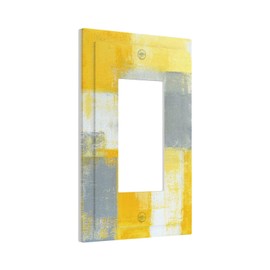 1 Gang Single GFCI/Decorator Rocker Outlet Light Switch Wall Plate Cover Vintage Gray Yellow Grey Ombre Abstract Rust Art Grunge Ink Oil Painting Decorative One Device Electrical Faceplate Dimmer
