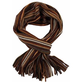 Rotfuchs R-604 Knitted Scarf, Raschel Scarf, Stripes, Fashionable, Brown, Colourful, 100% Wool (Merino), Purple, blue, pink