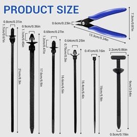 261 Pack Nylon Universal Cable Tie Buckles kit - Multifunctional Nylon Zip Ties with Button Design, Cable Ties With Flush Cutter, for Car Fender Repair, Wire Bundling, Home & Garage Use