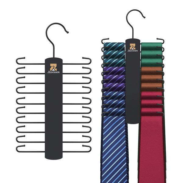 ZEDODIER 2 Pack Tie Hanger with 40 Hooks, Space Saving