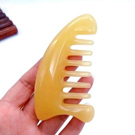 Natural Jade Gua Sha Growth Hair Scalp Tool Comb for Massage Head Massager Portable Care, K. Yellow Triangle Comb, 1pc / 천연 옥 괄사 성장을 모발 두피 도구 빗 위한 마사지 헤드 마사지기 휴대용 관리, K. 노란색 삼각형 빗, 1개
