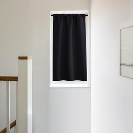 NICETOWN Black Blackout Door Window Curtain for RV Camper, Thermal Insulated French Front Door Curtain Include Self Adhesive Sliding Track for Privacy, Short Curtain for Kitchen, 1 PC, 25W x 40L inch