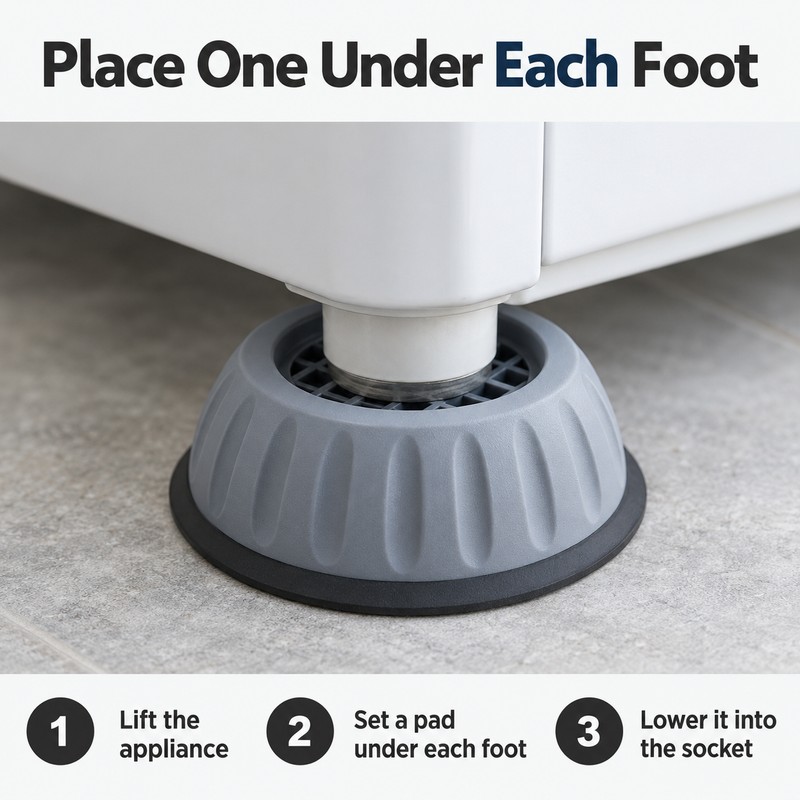 Washing Machine Anti-Vibration Pads – 8 Pack Shock-Absorbing Feet for