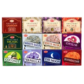 HappyShop Hashimotoya Incense Cones, 12 Varieties 12-Pack Assorted Pack, India, HEM Company, Aroma