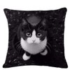 Pengyu Lovely Cat Print Linen Pillow Case Cushion Throw Cover