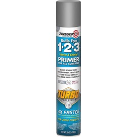 26 oz Zinsser 343748 Gray Bulls Eye 1-2-3 Interior and Exterior Primer Turbo Spray