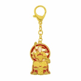 Juanxian Key Chain Chinese Lucky Pendant Keychain Bag Key Ring for Men and Women, gold