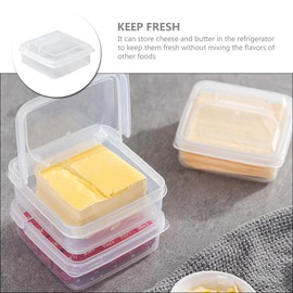 PRETYZOOM Sliced Cheese Container for Fridge, Plastic Cheese Slice Storage Holder Airtight Cheese Saver Stay Fresh Freezer Box Butter Block Container (10x10cm)