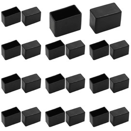 Seimneire 20pcs Rectangle Chair Leg Caps, 1.2" x 0.6" / 30 x 15mm Chair Leg Floor Protectors PVC Rubber Pads Furniture Table Feet Covers, Black