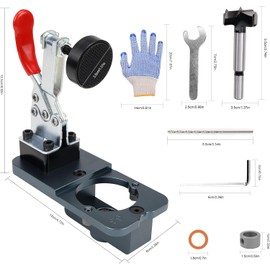 35mm Concealed Hinge Jig, Metal Cabinet Door Hinge Jig, Accurate Hinge Drilling Hole Puncher Hole Guide Locator with Quick Clamp, Household Woodworking Tools for Door Cabinets Hinges Mounting