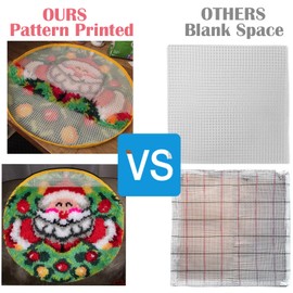 Raixleb Latch Hook Kits Rug Pattern Printed 20" X 20" DIY for Kids and Adults Gift for Family Friends Needlework Crafts Cute Christmas Gifts Santa ZD111