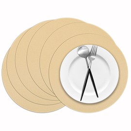 50 Pieces Kraft Paper Place Mats Brown Round Disposable Table Mats Decorative Placemats for Wedding Bridal Shower Black Birthday Party Dining Decor