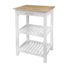 Casual Home Sunrise (Small) with Solid Harvest Hardwood Top Kitchen Island, 22.75"W, Natural&White