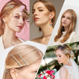 Mbsomnus 7 cm Hair Pins Silver Pack of 50 Bobby Pins Women's Hair Clips Hair Clips Wavy Hair Pin Long Hair Pin Essential Hair Accessories for Women and Girls Ideal for All Hair Types