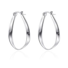 Silver Twisted Teardrop Hoop Earrings, Classic Design, Women's Jewellery, Lightweight