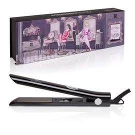 Brilliance New York - 1 Inch Diamond Titanium Flat Iron - 2 in 1 Hair Straightener and Curler - Anti-Static, Frizz-Free Ionic Plates - Auto Shut-Off Dual Voltage Flat Iron w/LCD Display