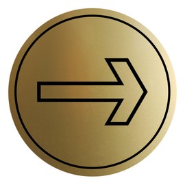 Circle Directional Arrow Right Graphic Door or Wall Sign | Easy Installation | Durable Construction | Promote Health And Safety |Office Spaces Sign (Brushed Gold) - Medium