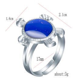 925 Sterling Silver Little Turtle Mood Ring Warm and Fashionable Cartoon Animal Ring Turtle Love Dolphin Warm Mood Color Changing Ring Opening