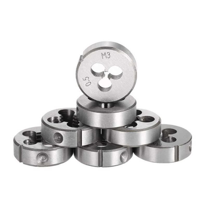 KIMLONTON 8-Piece Set Threading Die Handle Round Dies M3 M4