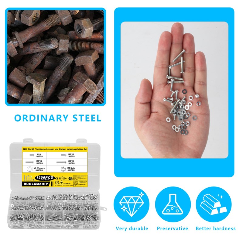 1200 Piece M3 Screw Set, Screw Set, Pan Head Screws