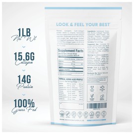 Multi Collagen Hydrolyzed Protein Powder (16oz) - Types I, II, III, V & X - Grass Fed Bovine (Peptan®), Wild Caught Marine, Free Roaming Chicken & Eggshell Collagen Peptides, Non-GMO, GF.