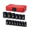 MIXPOWER 14 Pieces 1/2-Inch Drive Shallow Impact Socket Set, 11-32mm,