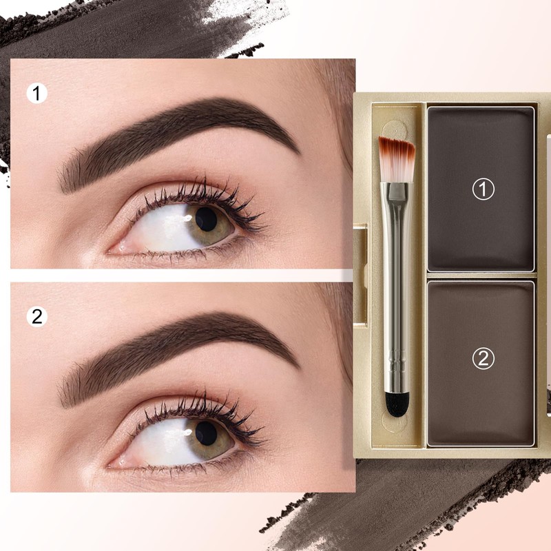Boobeen Eyebrow Powder Kit, 2-color Waterproof Eyebrow Palette Makeup to