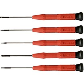 Connex COXT977008 Slotted/PH Precision Screwdriver Set, Silver/Black/Red, 5 Piece