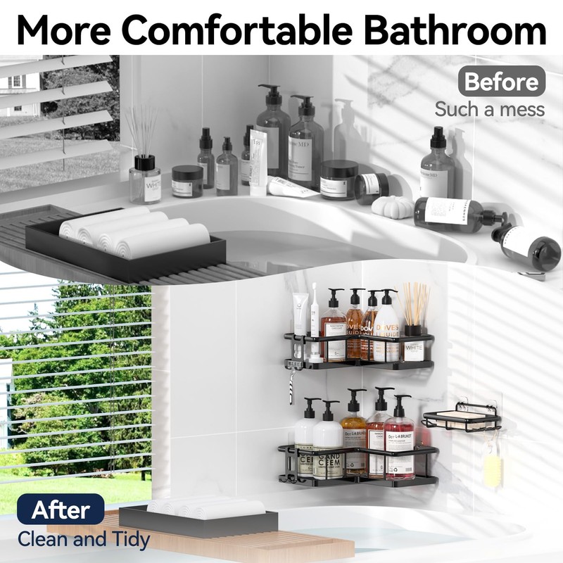 YASONIC Shower Caddy Corner, 3-Pack Adhesive Rustproof Stainless Steel Shower