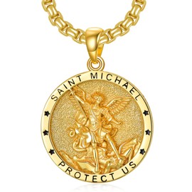 Shusukue Saint Michael/Sebastian/Saint Gabriel/Christoph/Guadalupe/Divina/Benedict/George Necklace, Sterling Silver Archangel Necklace, Religious Pendant, Amulet Jewellery for Christian, Sterling