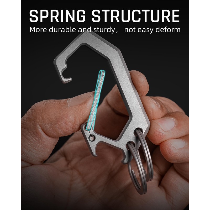 TISUR Titanium Key Ring Clip, Carabiner Keychain Spring Snap Hook