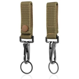 NQEUEPN Pack of 2 Key Holder Belt, Robust Belt Holder Clip with Metal Push Button and Nylon Molle Strap, Suitable for 3.8-5.7 cm Wide Belt Key Ring Clip Key Ring Equipment Organiser