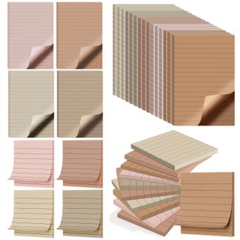 20 Pads Brown Color Sticky Notes with Lined Ruled Self Stick Notes Pads Boho Super Sticking Power Memo Pad Vintage Colors Post Note for Office School Meeting Home 40 Sheets/pad(4 x 6 Inch, 3 x 3 Inch)
