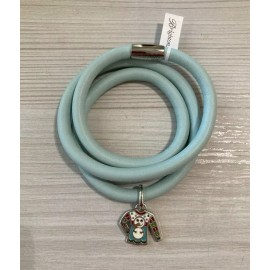 Brighton Woodstock Triple Mint Leather Bracelet w/ Ugly Sweater Charm Bead NWT