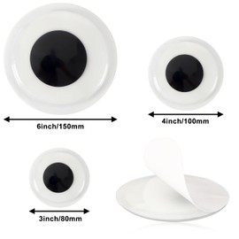 PETKNOWS 6 Pcs Giant Glow in The Dark Googly Wiggle Eyes, Self Adhesive Luminous Sparkle Googly Eyes for Craft Wiggle Eye Stickers Large Sticky Eyes Handicrafts DIY Making 3 Inches 4 Inches 6 Inches