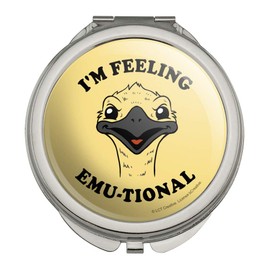 I'm Feeling Emu-tional Emotional Emu Funny Humor Compact Travel Purse Handbag Makeup Mirror