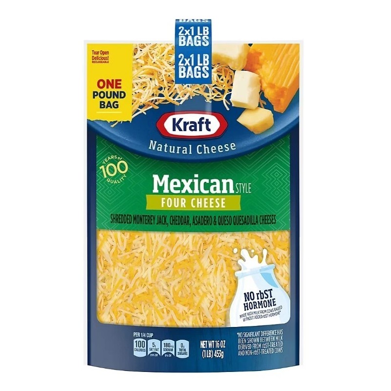 Kraft Mexican Style Four Cheese Blend Shredded Cheese, 2 pk./1