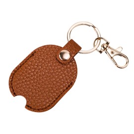 Leather Car Key Sleeve, Broken Car Key Loop Replacement Pu Leather Keychain Protector with Iron Key Ring Auto House Key Cover for Men and Women (Grey, Gold)
