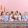 Gukasxi 2 Pieces Mexican Fiesta Party Tablecloth, Colorful Striped Disposable