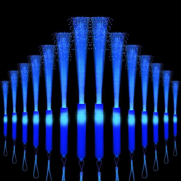 48 PCS Blue Glow Fiber Wands Sticks LED Light Wands