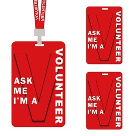 Volunteer Lanyards with PVC Plastic Card Pass Volunteer Identification ID Badges Breakaway Badge Holders for Company Exhibition Guest School Activities, Fundraising, Church, School, Events