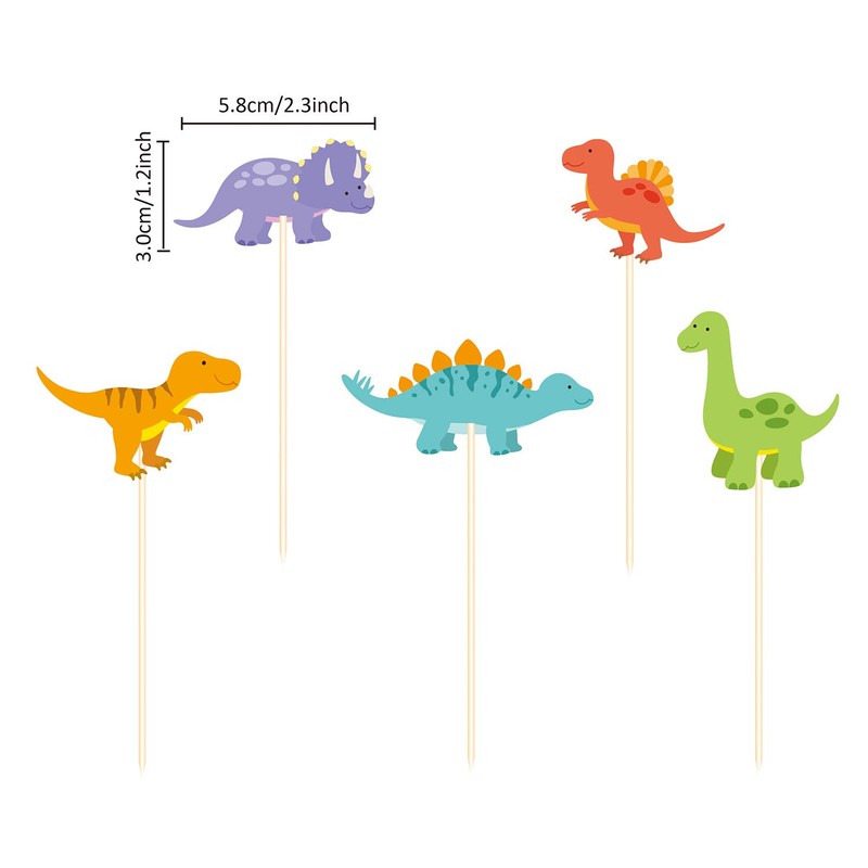 50 piezas de decoración de dinosaurios para cupcakes, diseño de