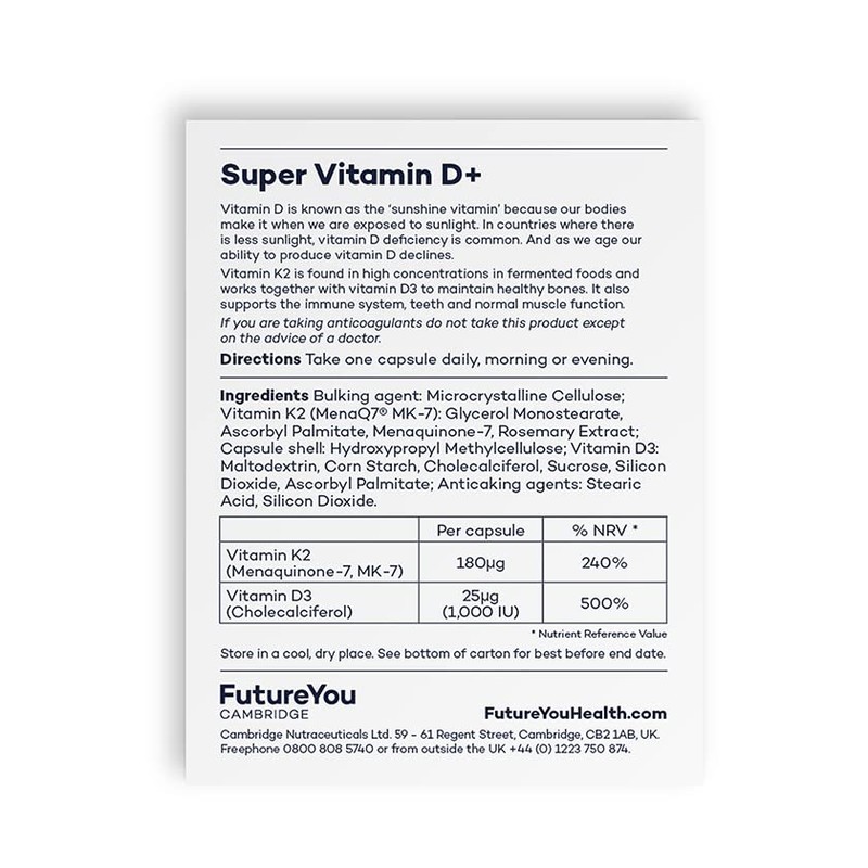 FutureYou Cambridge Super Vitamin D+ Supplements C High Strength D3