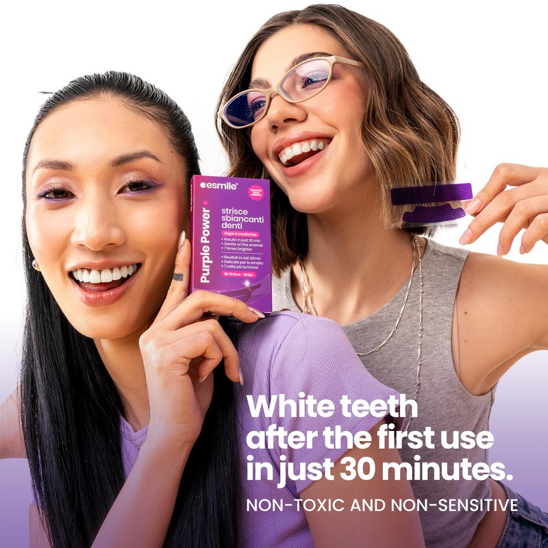 Esmile Purple Power Teeth Whitening Strips, Vegan and Cruelty Free,