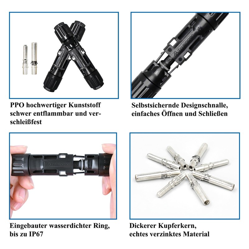 Trisinger 6 mm² Solar Connector Set IP68 1500 V -