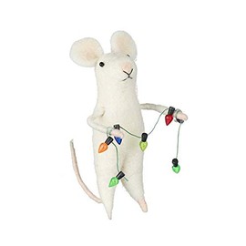 Heaven Sends Wool Mouse With Christmas Light Garland Xmas Decoration
