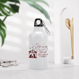 VEHFA Chirstmas Aluminum Sports Water Bottle Joy to The World The Lord Is Come Insulated Sports Water Bottle with Carabiner Clip, 14 OZ